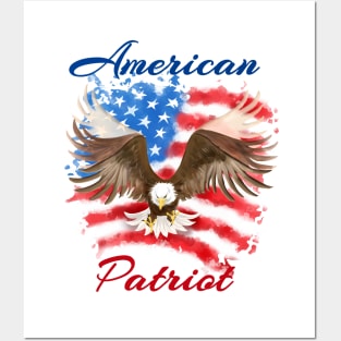 American Patriot Swooping Eagle colors Posters and Art